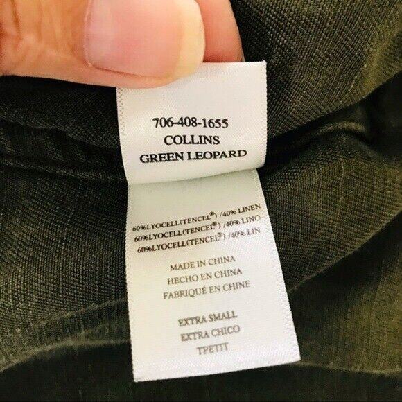 Rails Collins Jacket Linen Green Moto Utility Leopard Print Anthropologie , XS - Picture 7 of 7